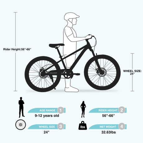 ZUKKA Mountain Bike,24 Inch MTB for Boys and Girls Age 9-12 Years,Multiple Colors