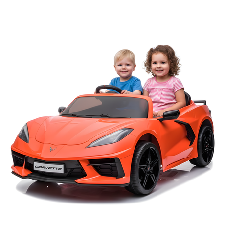 Orange 24V Premium Corvette C8 with EVA Wheels, Leather Seats and RC