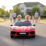 Red 24V Premium Corvette C8 with EVA Wheels, Leather Seats and RC