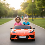 Orange 24V Premium Corvette C8 with EVA Wheels, Leather Seats and RC