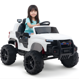 White 24V Chevrolet Silverado Kids Licensed 1 Seater Ride On Lifted Truck with Remote