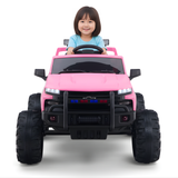 Pink 24V Chevrolet Silverado Kids Licensed 1 Seater Ride On Lifted Truck with Remote