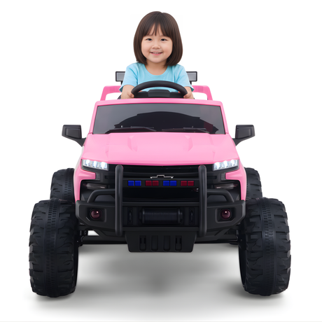 Pink 24V Chevrolet Silverado Kids Licensed 1 Seater Ride On Lifted Truck with Remote