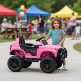 Pink 24V Chevrolet Silverado Kids Licensed 1 Seater Ride On Lifted Truck with Remote
