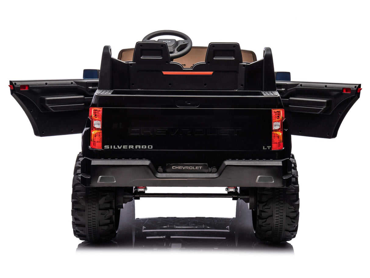 Black 24V Chevrolet Silverado Kids Licensed 2 Seater Ride On Truck with Music, Rc