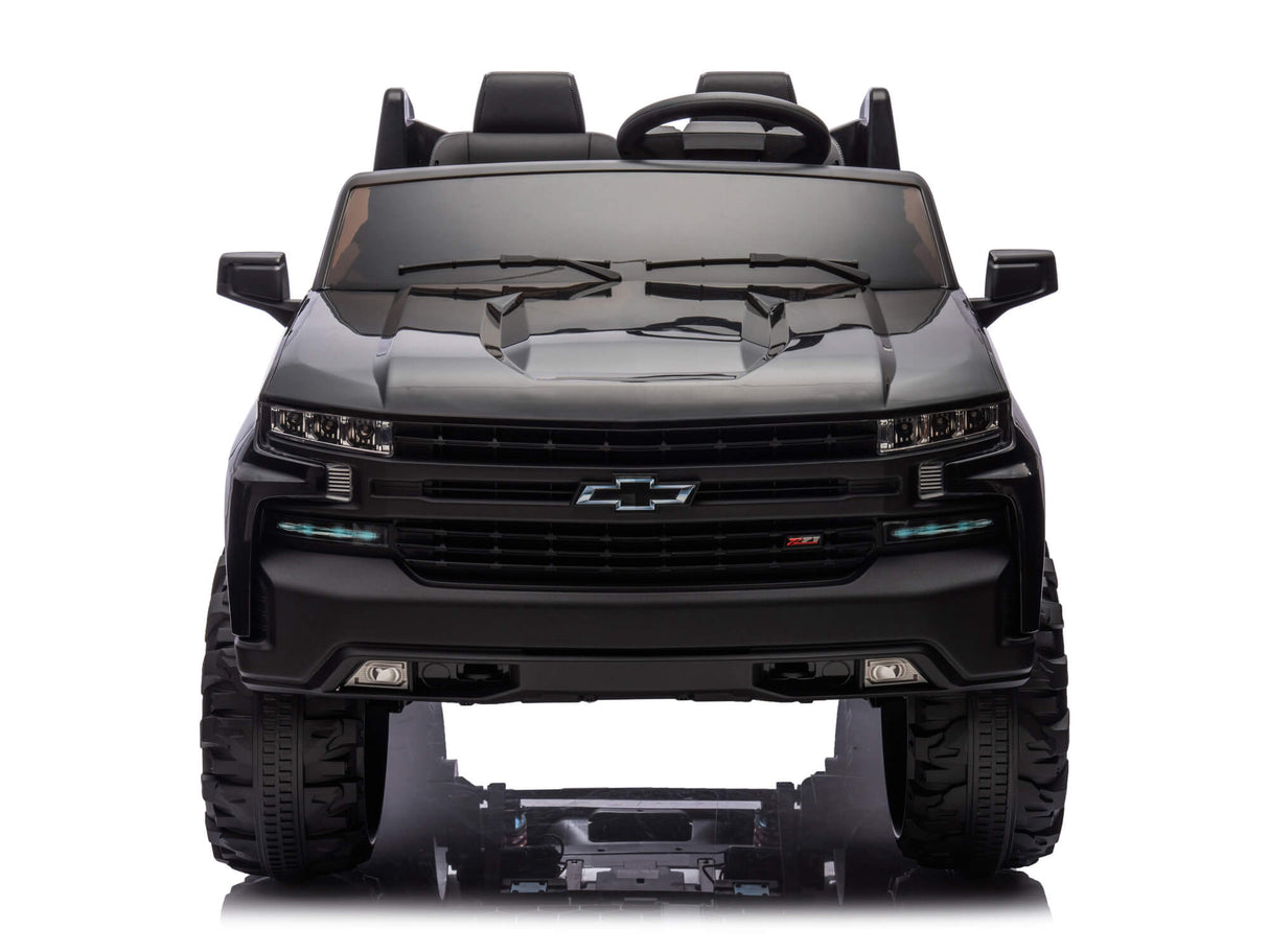 Black 24V Chevrolet Silverado Kids Licensed 2 Seater Ride On Truck with Music, Rc