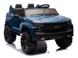 Blue 24V/4WD Premium Chevrolet Silverado Kids Licensed 2 Seater Ride On Truck with RC