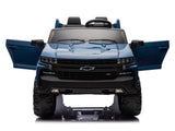 Blue 24V/4WD Premium Chevrolet Silverado Kids Licensed 2 Seater Ride On Truck with RC