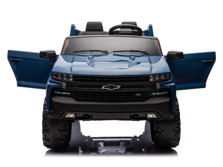 Blue 24V/4WD Premium Chevrolet Silverado Kids Licensed 2 Seater Ride On Truck with RC