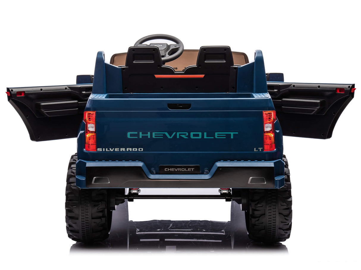 Blue 24V/4WD Premium Chevrolet Silverado Kids Licensed 2 Seater Ride On Truck with RC