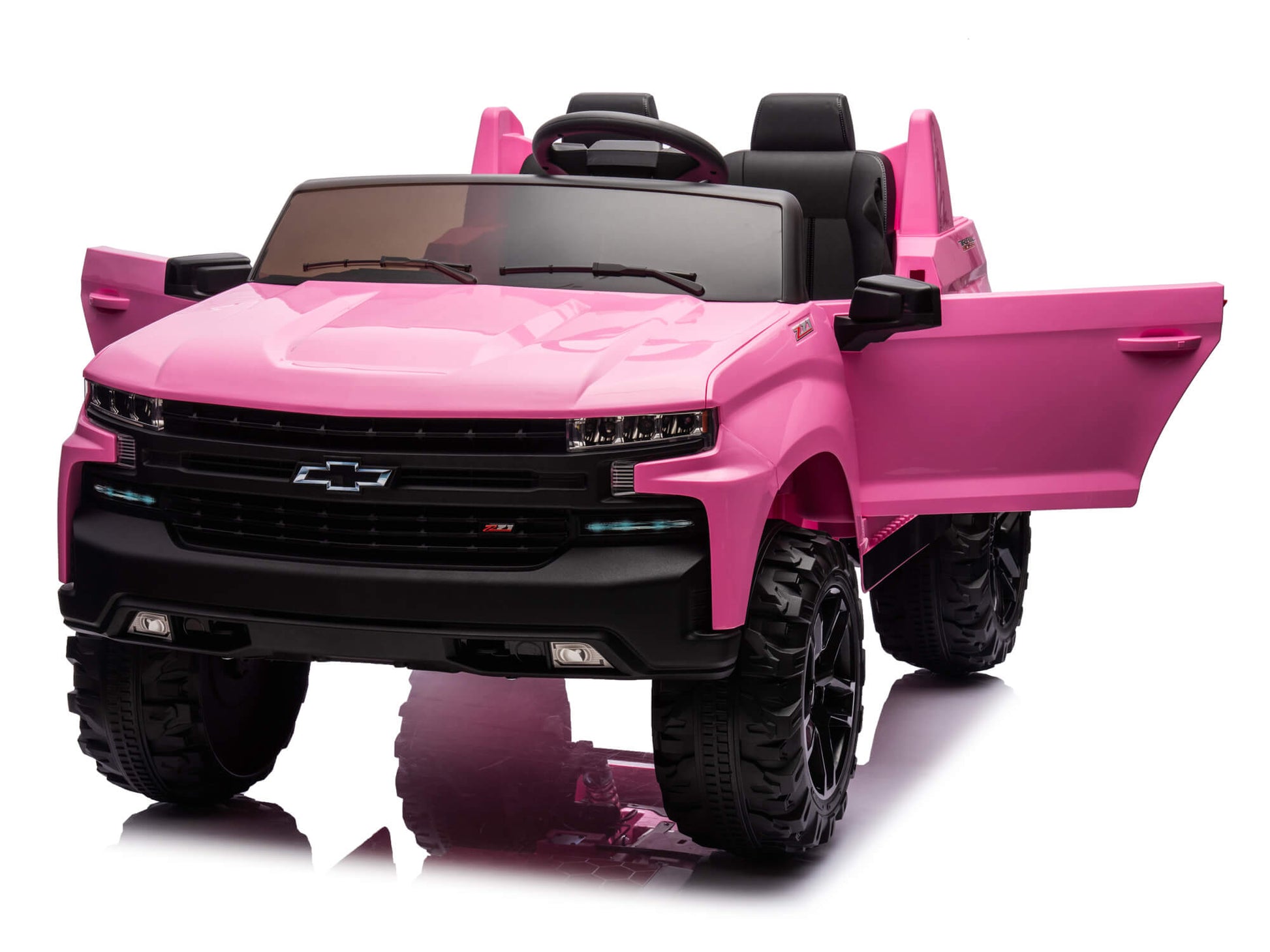 Pink 24V/4WD Premium Chevrolet Silverado Kids Licensed 2 Seater Ride O ...