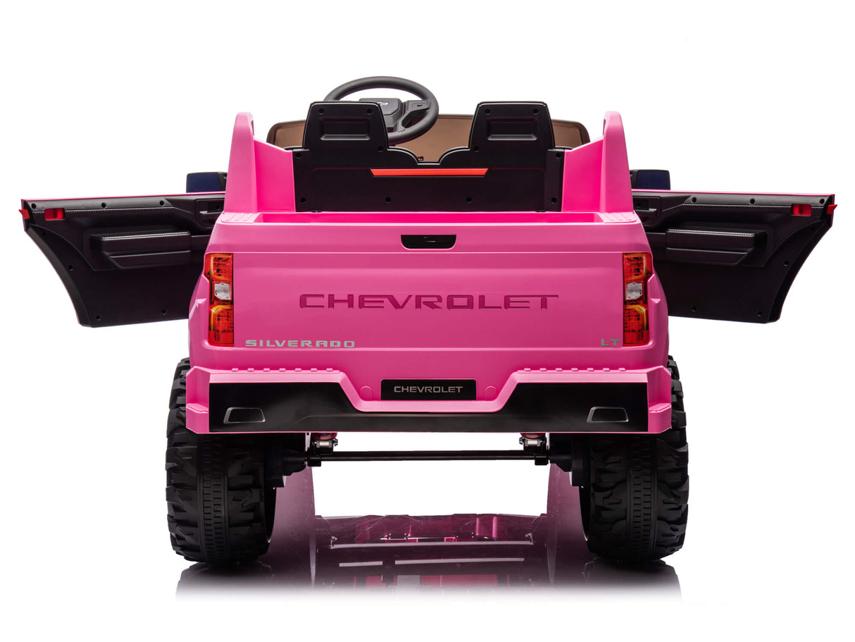 Pink 24V/4WD Premium Chevrolet Silverado Kids Licensed 2 Seater Ride On Truck with RC