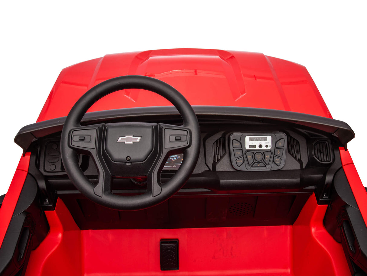 Red 24V/4WD Premium Chevrolet Silverado Kids Licensed 2 Seater Ride On Truck with RC