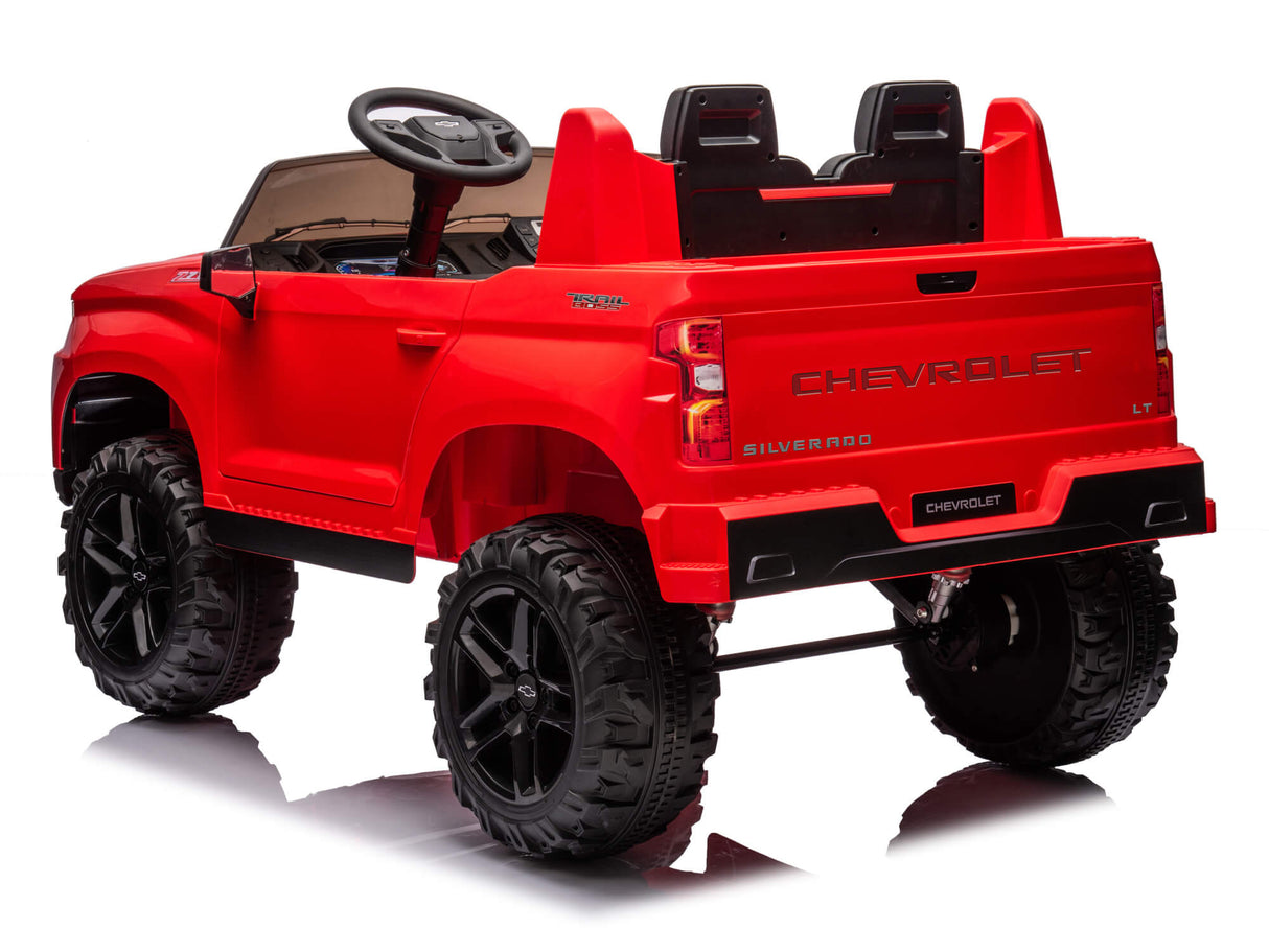 Red 24V/4WD Premium Chevrolet Silverado Kids Licensed 2 Seater Ride On Truck with RC