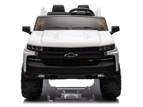 White 24V/4WD Premium Chevrolet Silverado Kids Licensed 2 Seater Ride On Truck with RC