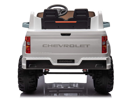 White 24V/4WD Premium Chevrolet Silverado Kids Licensed 2 Seater Ride On Truck with RC