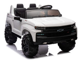 White 24V Chevrolet Silverado Kids Licensed 2 Seater Ride On Truck with Music, Rc
