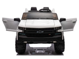 White 24V Chevrolet Silverado Kids Licensed 2 Seater Ride On Truck with Music, Rc