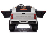 White 24V Chevrolet Silverado Kids Licensed 2 Seater Ride On Truck with Music, Rc