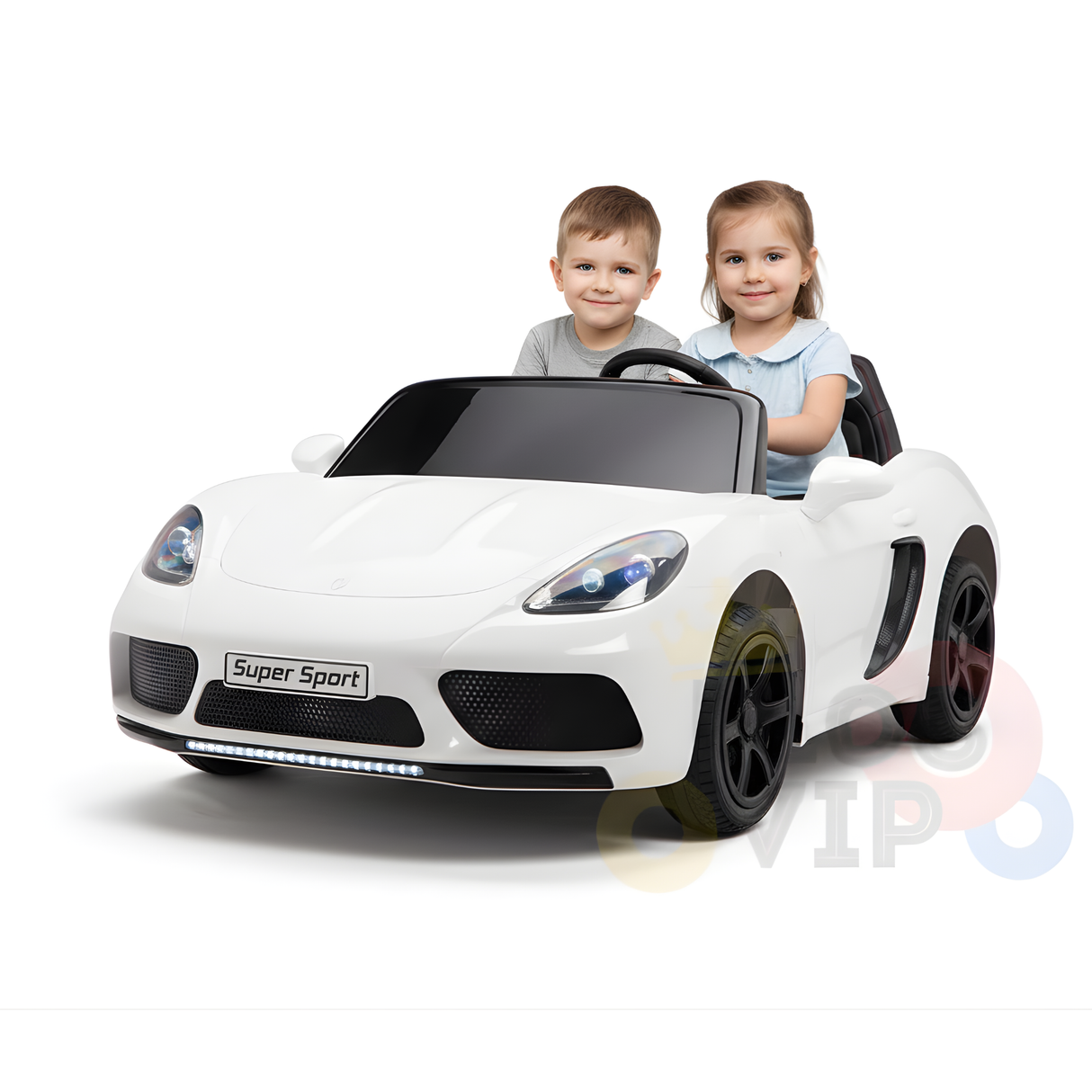 White 24V/180W SuperSport XXL Big Kids Ride-On Car W/ Real Rubber Tires & Brushless Motor