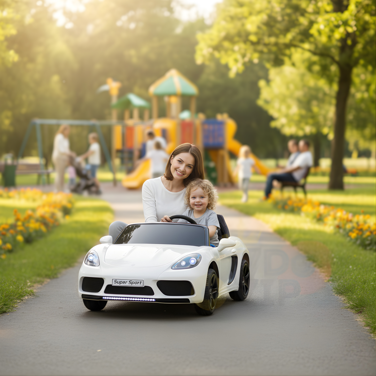 White 24V/180W SuperSport XXL Big Kids Ride-On Car W/ Real Rubber Tires & Brushless Motor