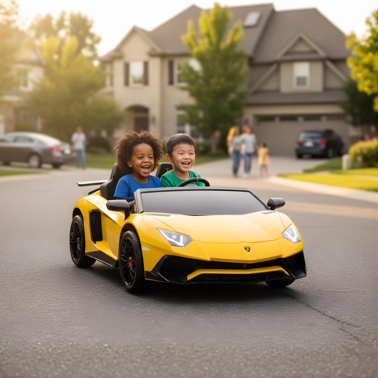 Yellow 24V/180W Lamborghini SV Limited Edition XXL Ride-On Supercar with Air-Filled Rubber Tires — 9MPH