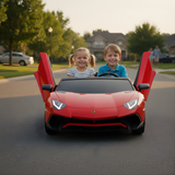 Red 24V/180W Lamborghini SV Limited Edition XXL Ride-On Supercar with Air-Filled Rubber Tires — 9MPH