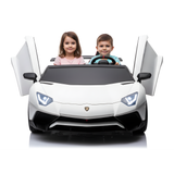 White 24V/180W Lamborghini SV Limited Edition XXL Ride-On Supercar with Air-Filled Rubber Tires — 9MPH
