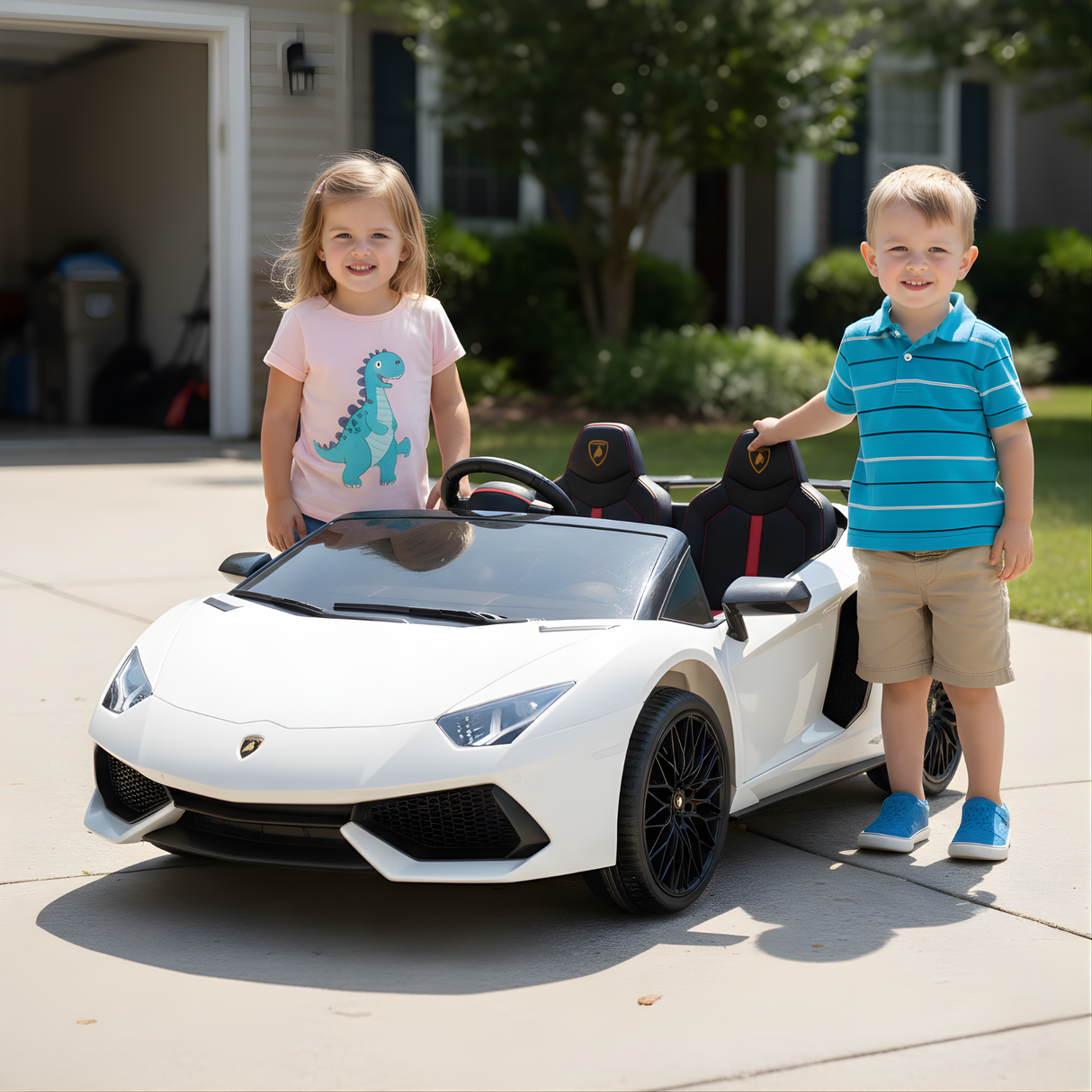 White 24V/180W Lamborghini SV Limited Edition XXL Ride-On Supercar with Air-Filled Rubber Tires — 9MPH