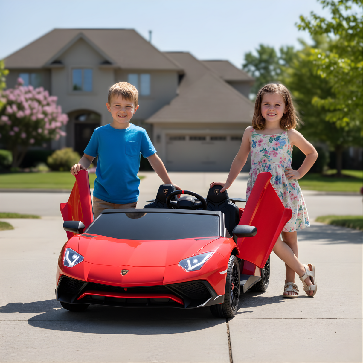 Red 24V/180W Lamborghini SV Limited Edition XXL Ride-On Supercar with Air-Filled Rubber Tires — 9MPH