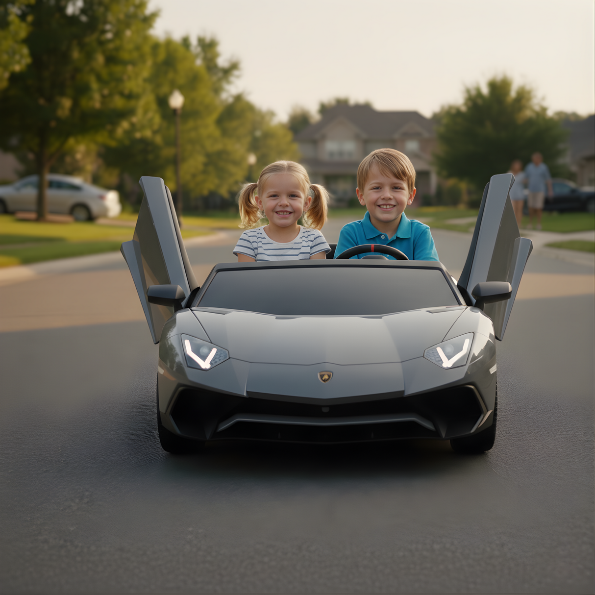Grey 24V/180W Lamborghini SV Limited Edition XXL Ride-On Supercar with Air-Filled Rubber Tires — 9MPH