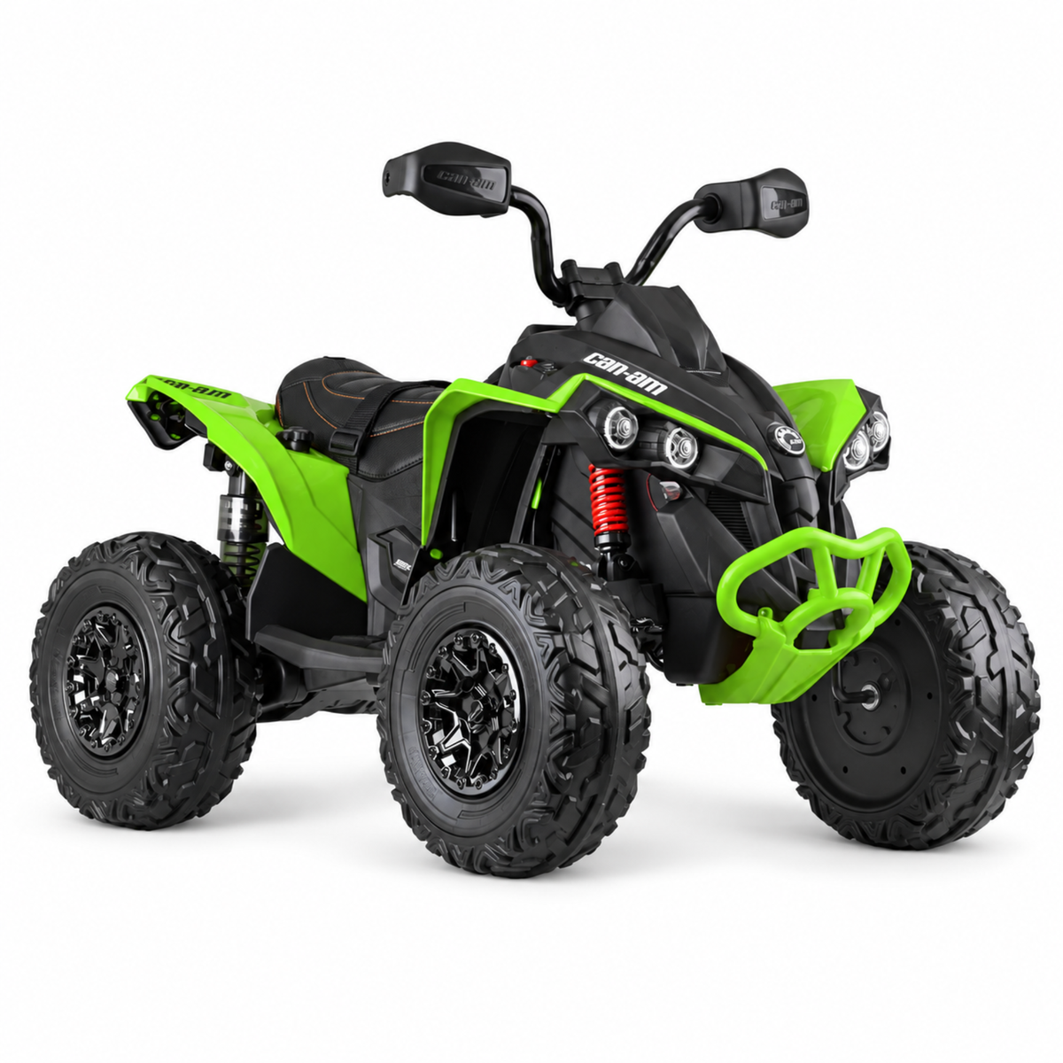 Green 24V Can-Am Renegade 4X4 Premium Edition Ride-On Quad ATV for Kids with EVA Tires, Lights, Music