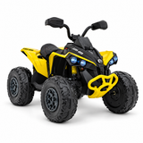 Yellow 24V Can-Am Renegade 4X4 Premium Edition Ride-On Quad ATV for Kids with EVA Tires, Lights, Music