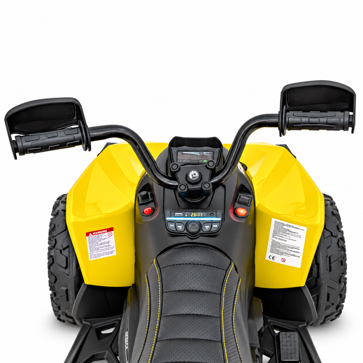 Yellow 24V Can-Am Renegade 4X4 Premium Edition Ride-On Quad ATV for Kids with EVA Tires, Lights, Music