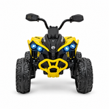 Yellow 24V Can-Am Renegade 4X4 Premium Edition Ride-On Quad ATV for Kids with EVA Tires, Lights, Music