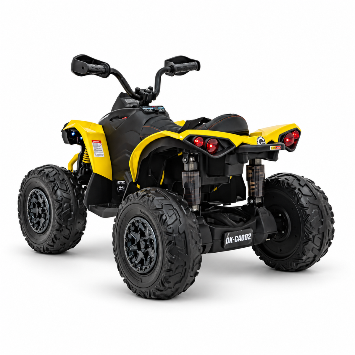 Yellow 24V Can-Am Renegade 4X4 Premium Edition Ride-On Quad ATV for Kids with EVA Tires, Lights, Music