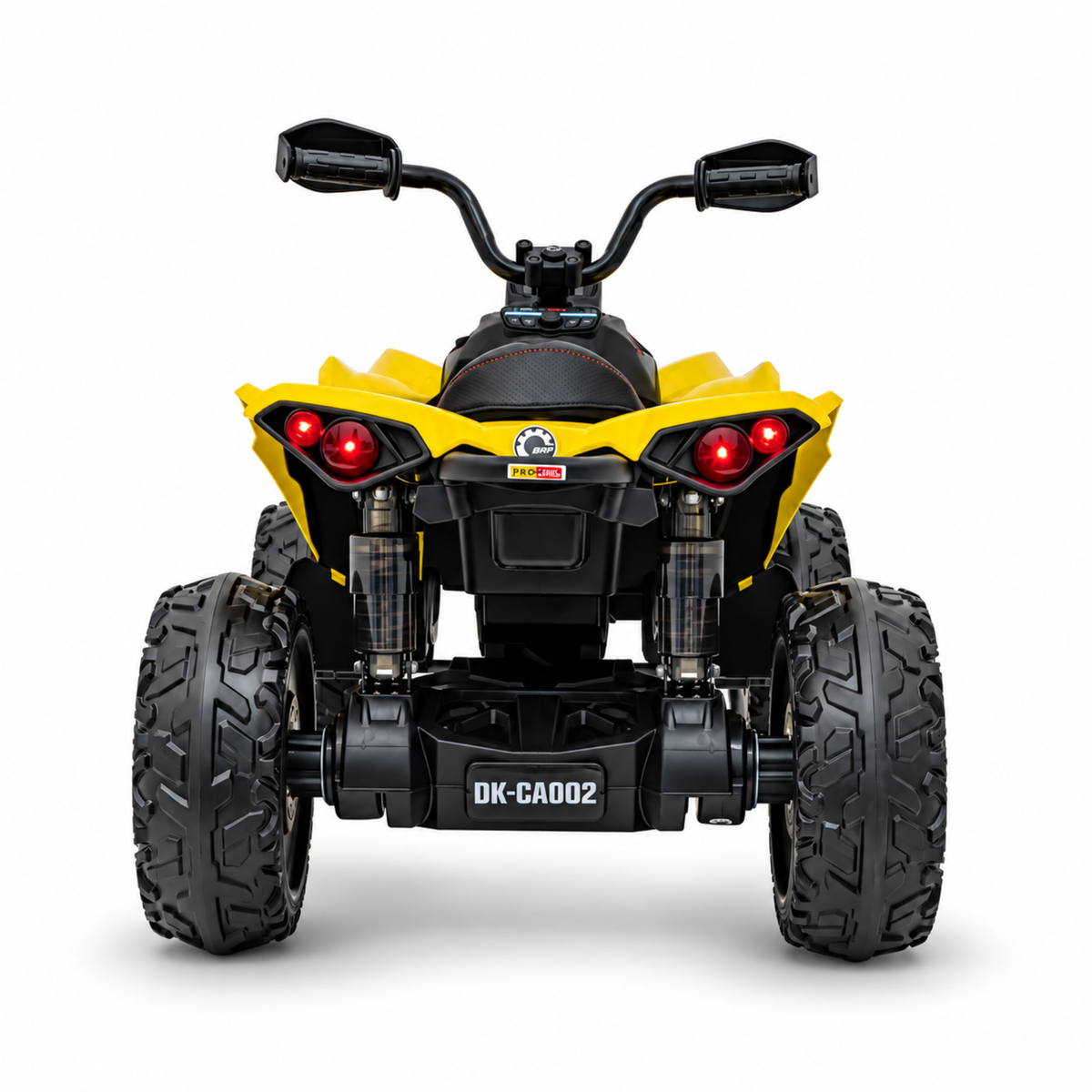 Yellow 24V Can-Am Renegade 4X4 Premium Edition Ride-On Quad ATV for Kids with EVA Tires, Lights, Music
