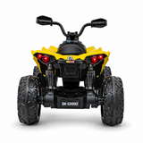 Yellow 24V Can-Am Renegade 4X4 Premium Edition Ride-On Quad ATV for Kids with EVA Tires, Lights, Music