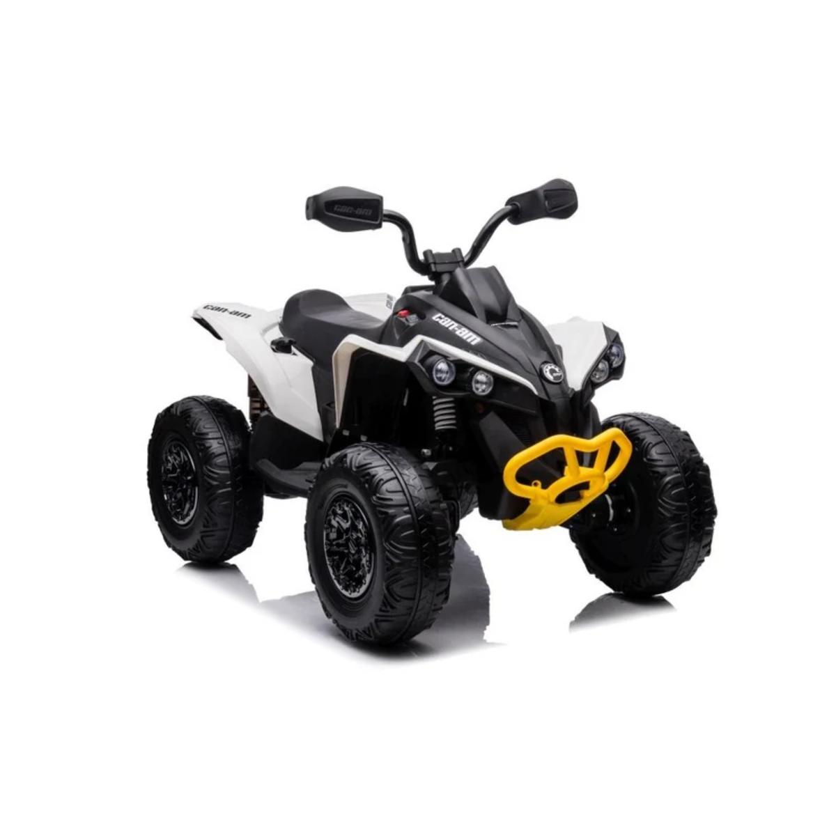 White 24V Can-Am Renegade 4X4 Premium Edition Ride-On Quad ATV for Kids with EVA Tires, Lights, Music