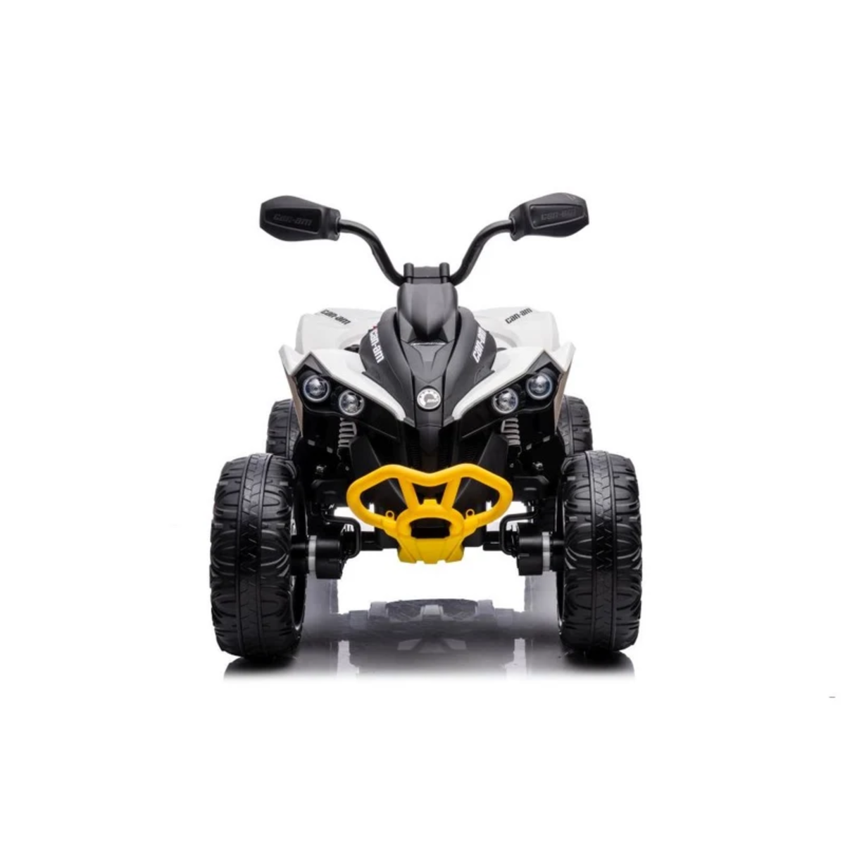 White 24V Can-Am Renegade 4X4 Premium Edition Ride-On Quad ATV for Kids with EVA Tires, Lights, Music
