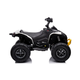 White 24V Can-Am Renegade 4X4 Premium Edition Ride-On Quad ATV for Kids with EVA Tires, Lights, Music