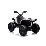 White 24V Can-Am Renegade 4X4 Premium Edition Ride-On Quad ATV for Kids with EVA Tires, Lights, Music