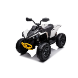 White 24V Can-Am Renegade 4X4 Premium Edition Ride-On Quad ATV for Kids with EVA Tires, Lights, Music