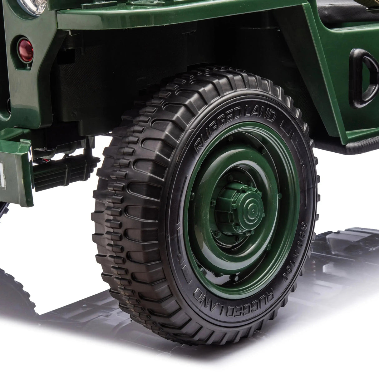 24V Military Truck 3-Seater Electric Ride-On with EVA Tires, LED Lights, Music, Remote