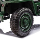 24V Military Truck 3-Seater Electric Ride-On with EVA Tires, LED Lights, Music, Remote