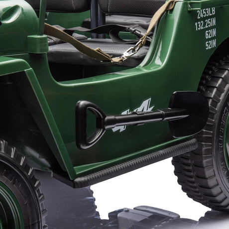 24V Military Truck 3-Seater Electric Ride-On with EVA Tires, LED Lights, Music, Remote