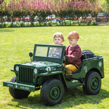24V Military Truck 3-Seater Electric Ride-On with EVA Tires, LED Lights, Music, Remote