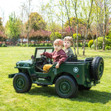 24V Military Truck 3-Seater Electric Ride-On with EVA Tires, LED Lights, Music, Remote