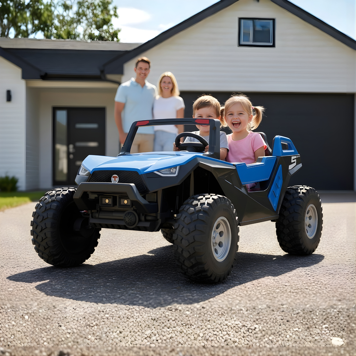 Blue 24V/4X4 Dune Buggy Ride On UTV, Rubber Wheels and RC