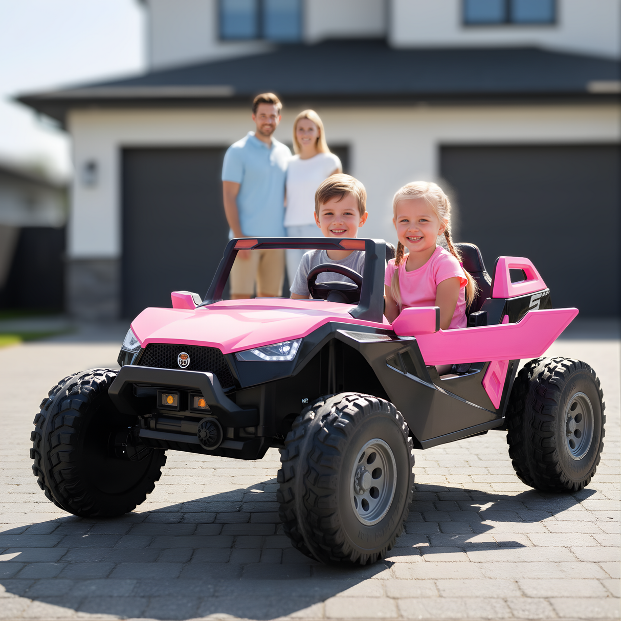 Pink 24V/4X4 Dune Buggy Ride On UTV, Rubber Wheels and RC